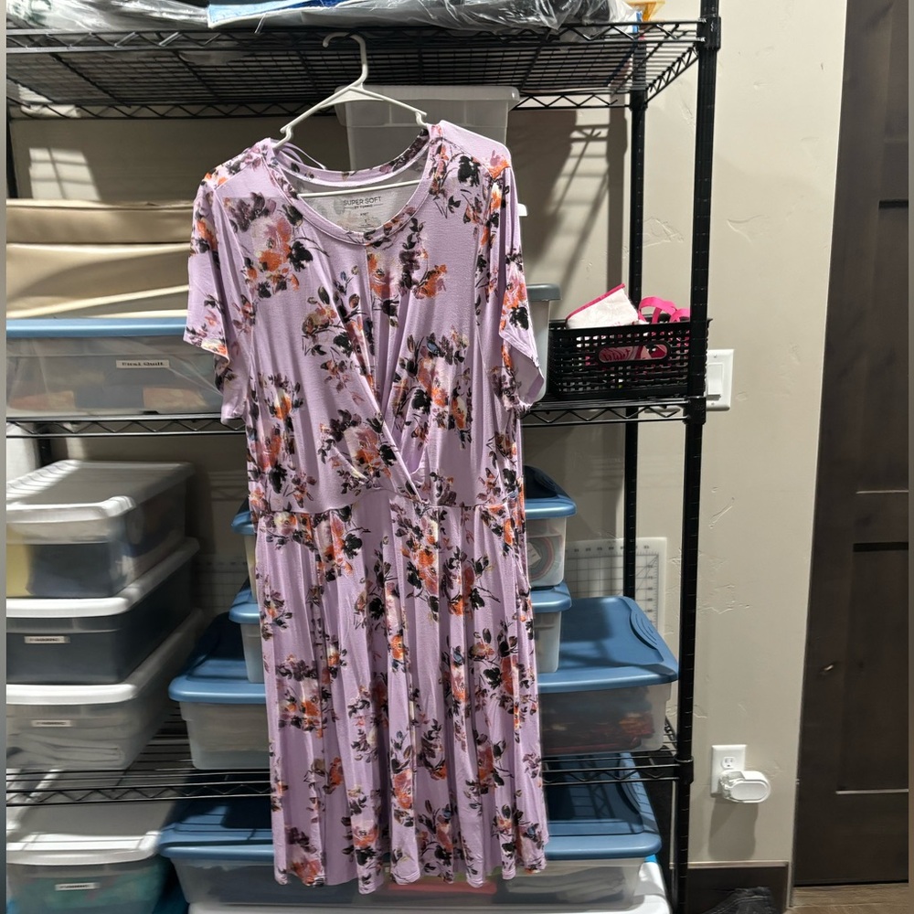 Skater lavender floral dress plus size
